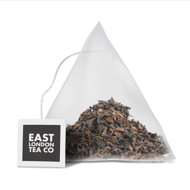 Decaffeinated Breakfast Pyramid Loose Leaf Teabags by East London Tea Company at 499 Hackney Road in East London.